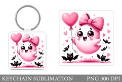Cute Ghost Keychain Design. Cute Halloween Keychain Product Image 1