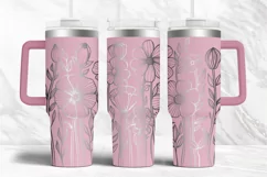 40oz Tumbler laser svg Wildflowers wrap | Engraved wrap Product Image 4
