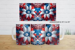 3D Flower Patriotic Mug Wrap | Mug sublimation design Product Image 6