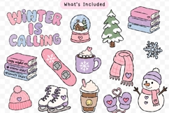 Retro Cozy Winter Clipart - Cute Pink Sublimation Graphics Product Image 4
