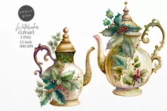 Christmas clipart, Teapot clipart, Victoria clipart Product Image 1