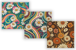 Retro Daisy Y2K Digital Paper Pack, Seamless 70s Floral Product Image 4