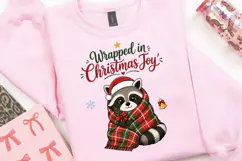 Cute Christmas Raccoon PNG, Wrapped in Christmas Joy Product Image 4