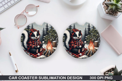 Badger Car Coaster Sublimation| Christmas Coaster PNG Product Image 1