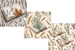 Wild Flowers Autumn Book Seamless Pattern, Digital Paper Product Image 4