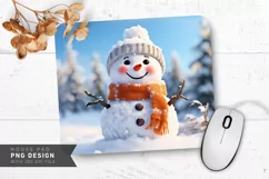 Cozy Snowman in Winter Wonderland Mouse Pad PNG Product Image 1