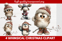 4 Whimsical Christmas Clipart | Cute Holiday PNG Set Product Image 1
