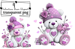 Whimsical Valentine Teddy Bear Clipart Watercolor PNG Product Image 1
