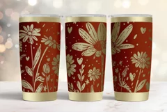 20oz Tumbler laser svg wrap| Daisy and Wildflowers pattern Product Image 2