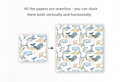 Watercolor Whale Seamless Patterns Product Image 4