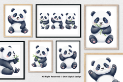 15 Bundle Watercolor Cute Panda Animal Bamboo Baby Cute Product Image 4