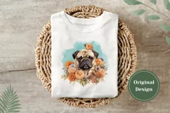 Watercolor Pug Dog Illustration, Pug Dog Sublimation PNG Product Image 4