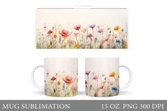 Flowers Mug Sublimation. Wildflowers Mug Design Product Image 1