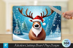 Reindeer Antlers and Santa Hat Christmas Cutting Board PNG Product Image 1