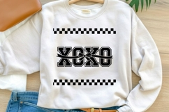 Black &amp; White Checkered Valentine Sublimation | XOXO Bow Product Image 1
