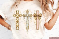 Christian Cross Bundle PNG Design | Floral Marble Leopard Product Image 1