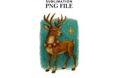 Oil painted reindeer png design for T-shirts Product Image 1