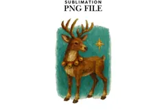 Oil painted reindeer png design for T-shirts Product Image 1