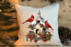 Christmas Cardinal Watercolor Clipart, Christmas Cardinal Product Image 4