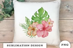 Watercolor Tropical flowers bouquet PNG Product Image 4