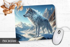 Majestic Wolf on a Snowy Peak Mouse Pad PNG Design Product Image 1