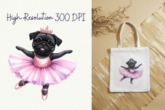 Pug Ballerina in Mid-pirouette Pink Ballet Coquette Clipart Product Image 4