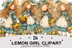 Whimsical Lemon girl clipart png Watercolor png Product Image 1