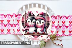 Valentine Penguin Round Sign Sublimation - Clipart PNG Product Image 5