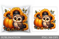 Fall Owl Pillow Design. Fall Pillow Sublimation Product Image 1