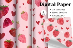 Strawberry Pattern Background Fresh Fruit Wallpaper Backdrop Product Image 1