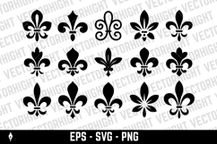 A black and white vector set of twelve fleur-de-lis icons. Product Image 4