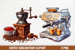 Coffee Sublimation Clipart, Coffee Watercolor Clipart Product Image 1