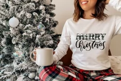 Merry Christmas | Buffalo Plaid Png | Black and White Product Image 4