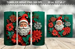 3D Christmas Santa Flowers Tumbler Design Product Image 1