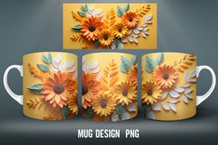 3D Sunflower Mug Sublimation PNG | Mug Wrap 3D Flowers Product Image 4