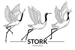24 Set Bundle Stork Crane Swan Wild Animal Bird Hand Drawn Product Image 5