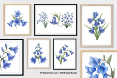 15 Bundle Watercolor Blue Bell Flower Spring Floral Garden Product Image 4