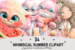 Whimsical Summer Clipart Watercolor png Product Image 1
