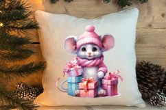 Cute Pink Christmas Animals Clipart Sublimation Product Image 4