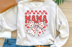 Mama Valentine Sublimation Design | Heart Bow Mama PNG Product Image 1