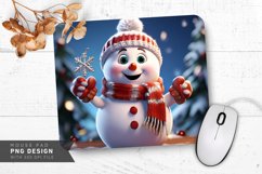 Snowman with Mittens and Snowflake Ornament Mouse Pad PNG Product Image 1