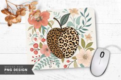 Leopard Print Apple with Floral Accents Mouse Pad PNG Product Image 1