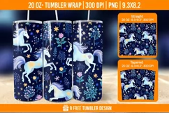 Unicorn Milkyway Tumbler Wrap Designs, Sublimation Wrap Product Image 1
