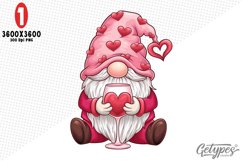 Valentine Gnome Sublimation Clipart - High Quality Design Product Image 1