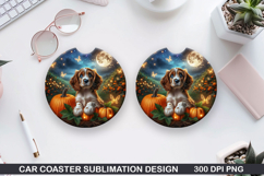 Halloween Dog Car Coaster Sublimation| Halloween Coaster PNG Product Image 1