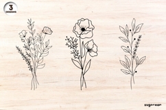 Wildflowers SVG For Engraving | Hand Drawn Flower | SVG Product Image 1