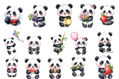 Cute Pastel Panda Watercolor Clipart,HandPainted Fluffy Bear Product Image 4