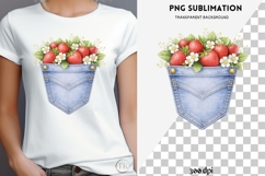 Denim pocket strawberries png design for T-shirts Product Image 4