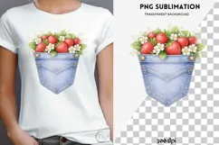 Denim pocket strawberries png design for T-shirts Product Image 4