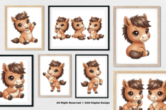 15 Bundle Watercolor Brown Cute Horse Baby Foal Pony Unicorn Product Image 4